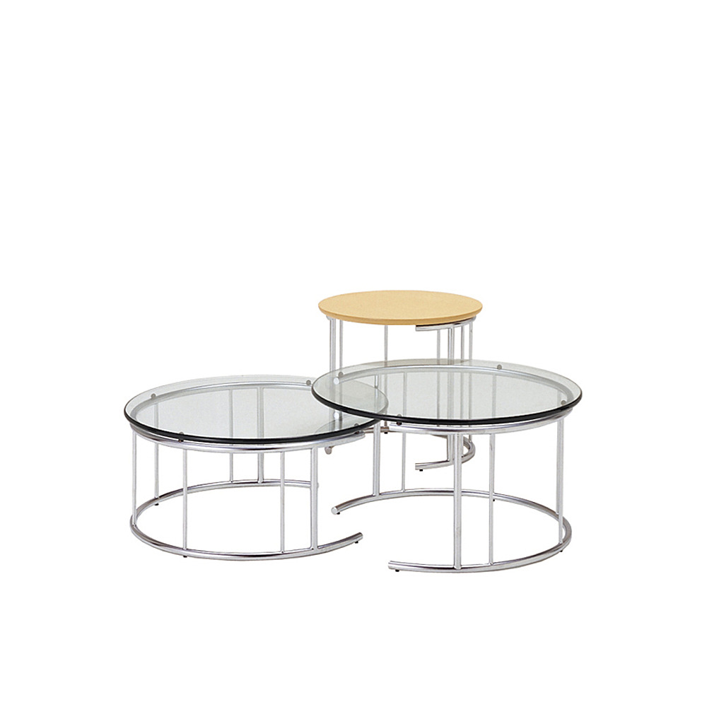 ◎【日本フクラ】高級家具 円形リビングテーブル TMRC ガラス/ウッド 